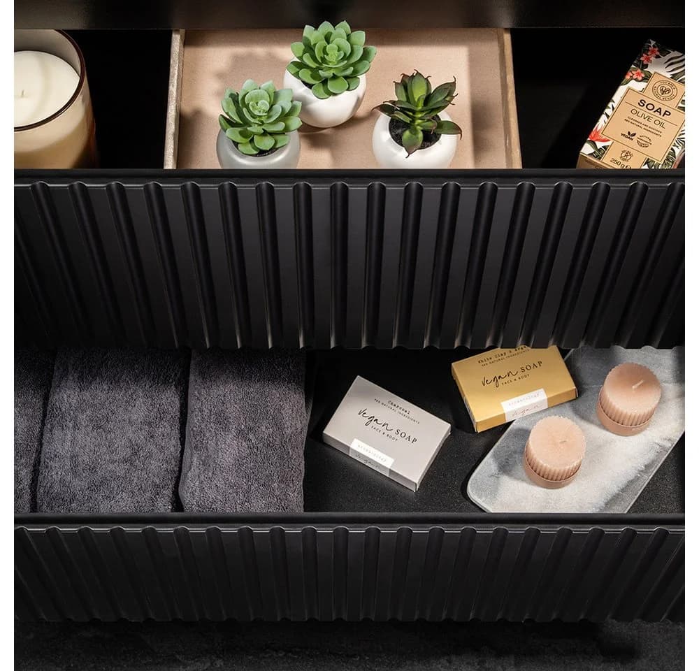 Lomadox Waschbeckenschrank NEWPORT 80 cm Schwarz Modern - Bild 4