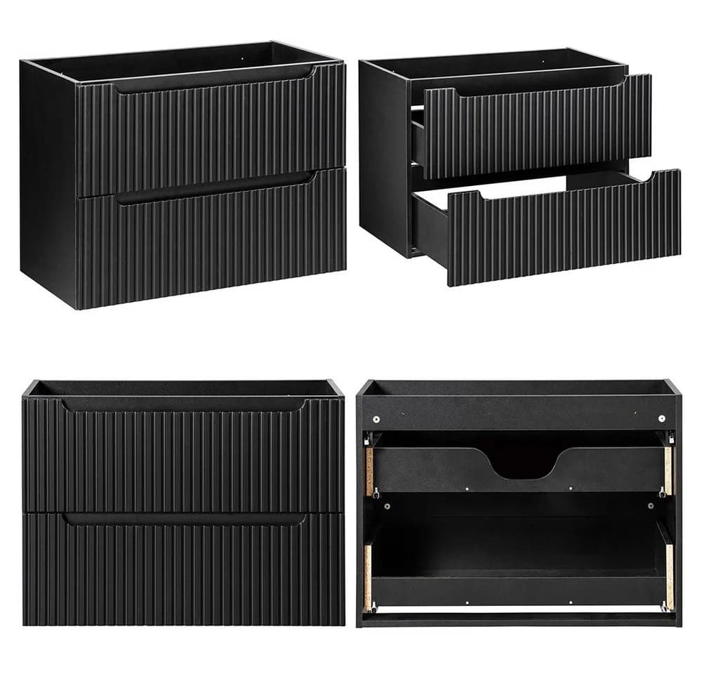 Lomadox Waschbeckenschrank NEWPORT 80 cm Schwarz Modern - Bild 5