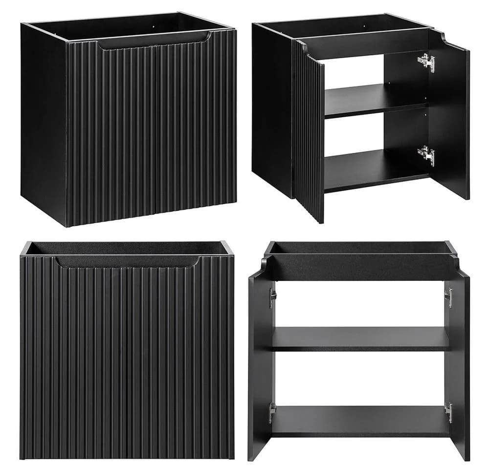 Lomadox NEWPORT-56-BLACK Doppelwaschtisch-Unterschrank 120 cm Schwarz Softclose - Bild 4