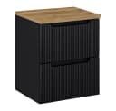 Lomadox Waschtischunterschrank NEWPORT-56-BLACK Schwarz Gerillte Front Softclose Bild 2