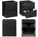 Lomadox Waschtischunterschrank NEWPORT-56-BLACK Schwarz Gerillte Front Softclose Bild 4