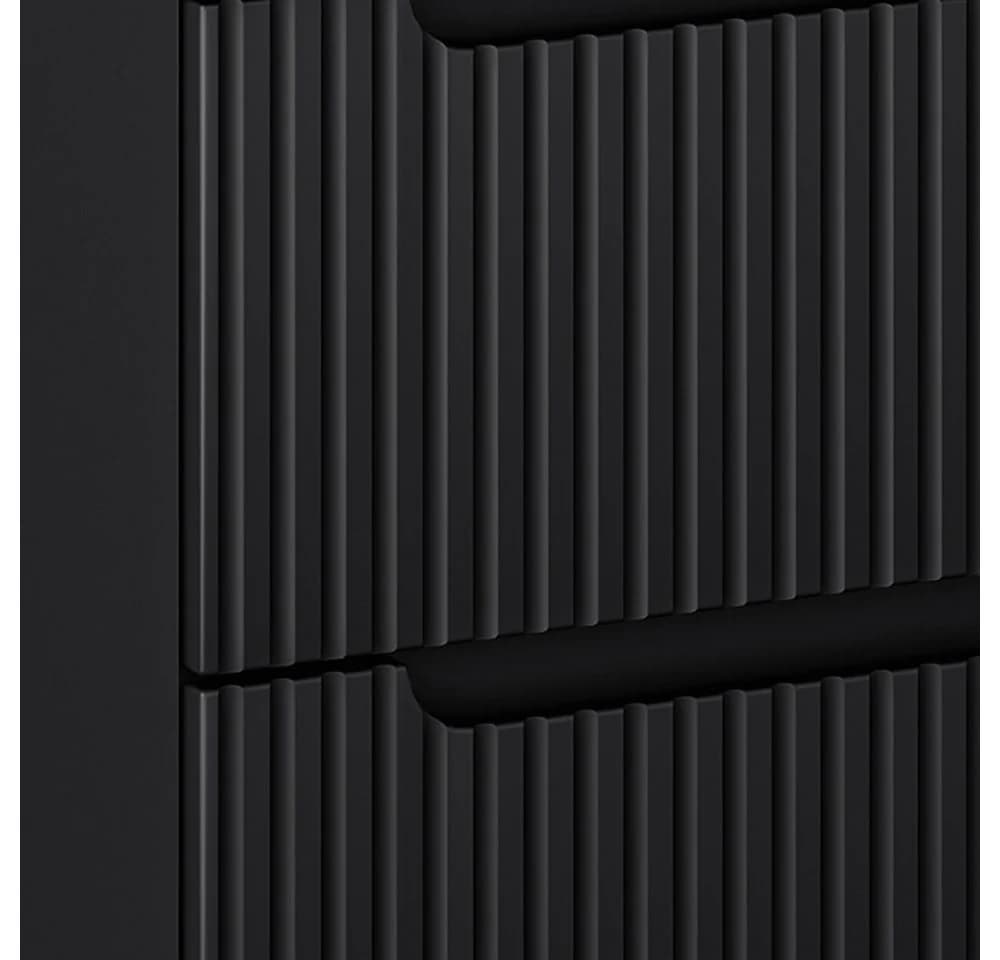 Lomadox Waschtischunterschrank NEWPORT-56-BLACK Schwarz Gerillte Front Softclose - Bild 5