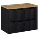 Lomadox Waschbeckenschrank NEWPORT-56-BLACK 80 cm Waschtisch-Unterschrank 40 cm Schwarz Eiche 2 Auszüge Bild 2