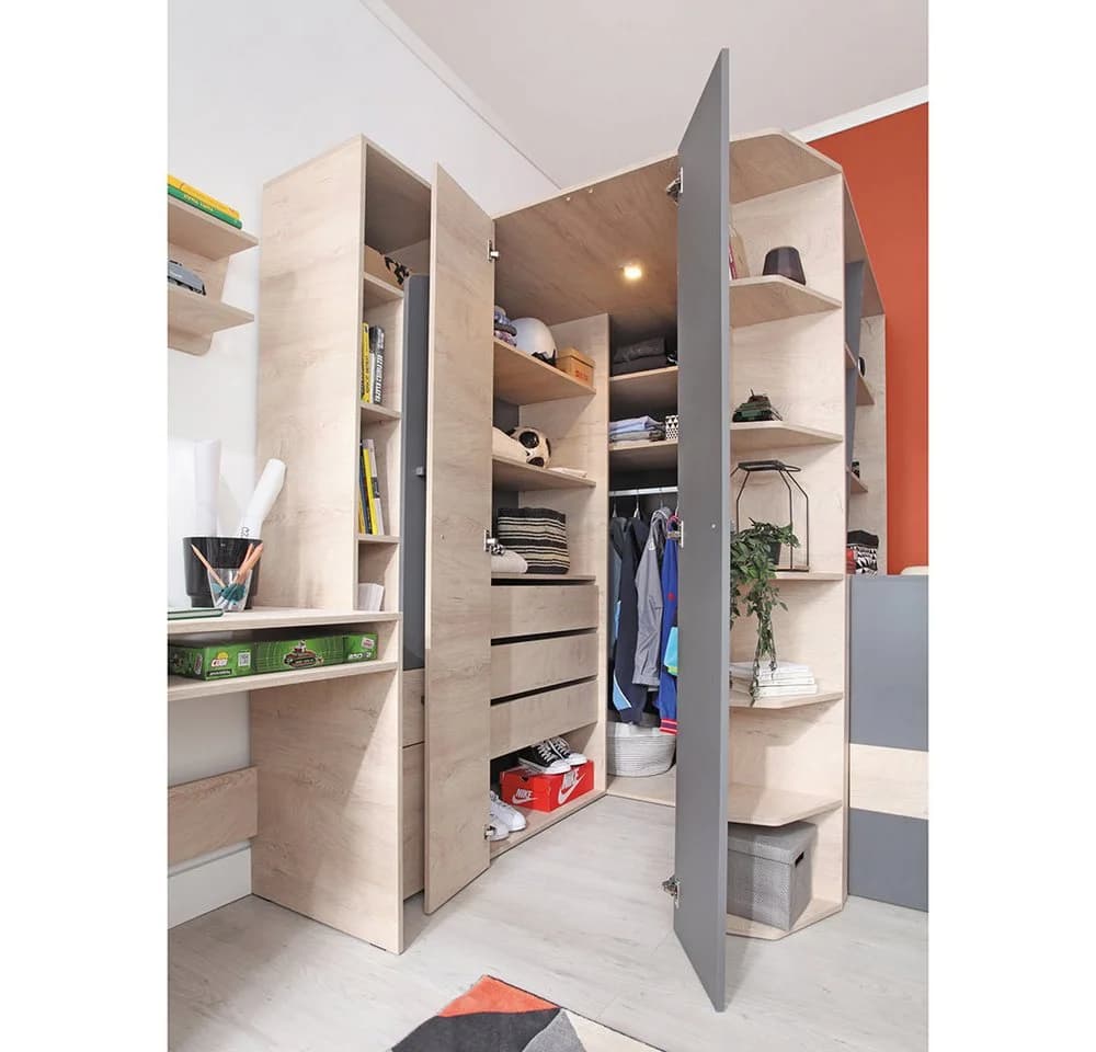 Lomadox Kleiderschrank DIAMANTE-133 Eiche Nb. Anthrazit 2 Türen
