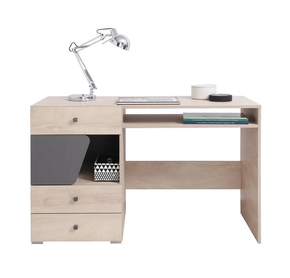 Lomadox Schreibtisch DIAMANTE-133 Eiche Anthrazit mit Schubladen - Bild 2