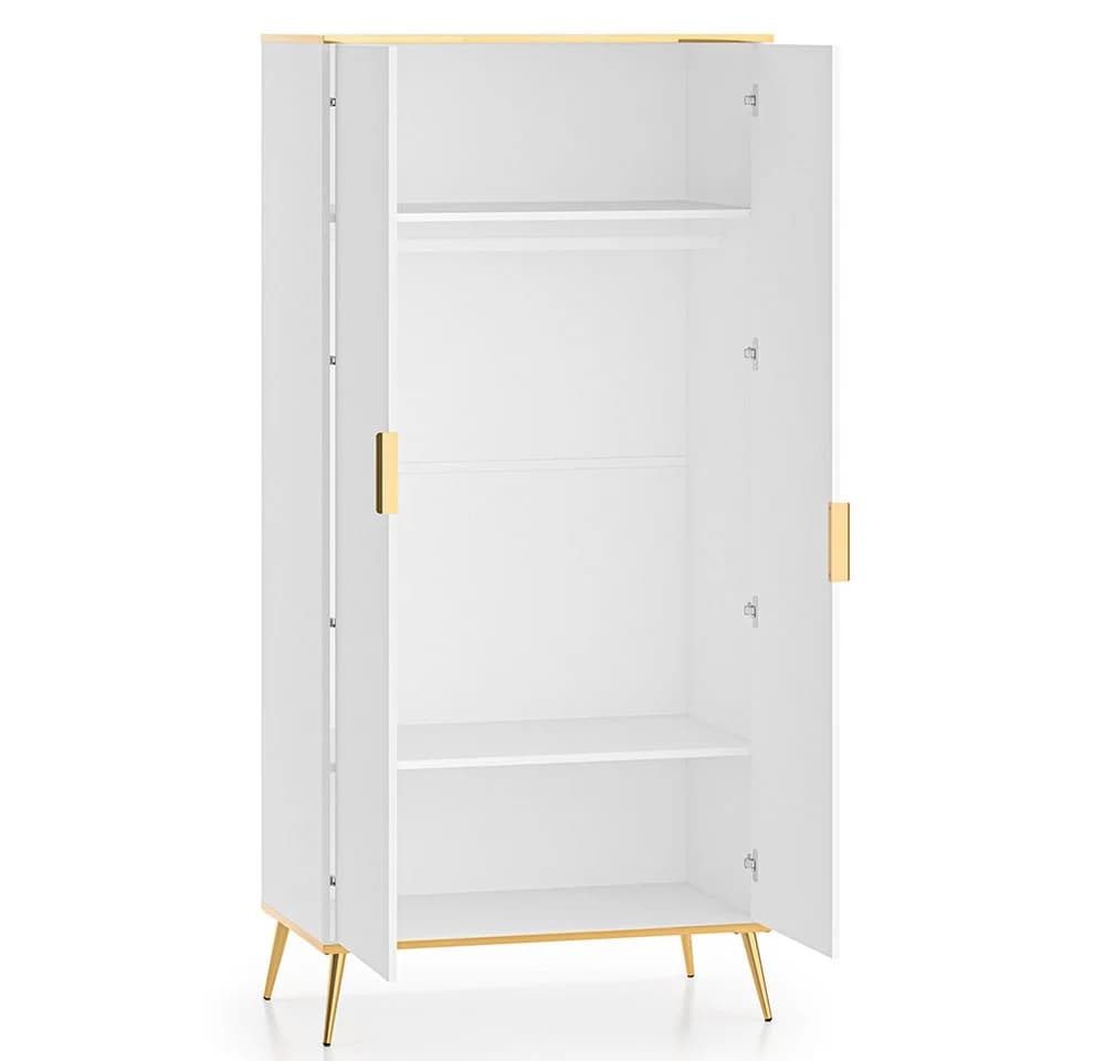 Lomadox Kleiderschrank VLORA-131 Weiß mit Goldfarbenen Griffen - Bild 5