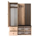 Lomadox Garderobe CALLAO-161 Eiche Nb. mit Schwarz Flurgarderobe Garderoben-Set inkl. Sitzkissen Bild 1