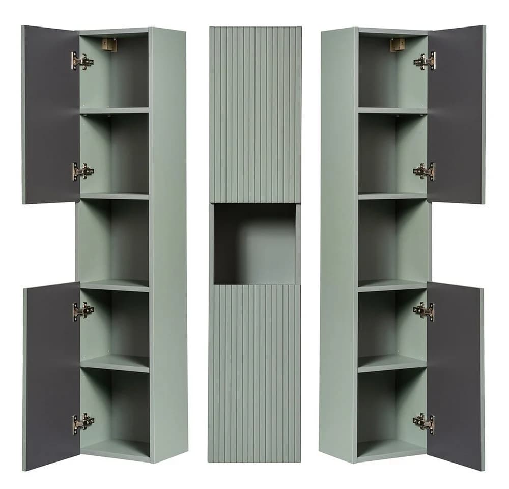 Lomadox Badmöbel-Set NEWPORT-56-GREEN, 140cm Waschtisch mit Waschbecken, Schilfgrün mit Eiche - Bild 4