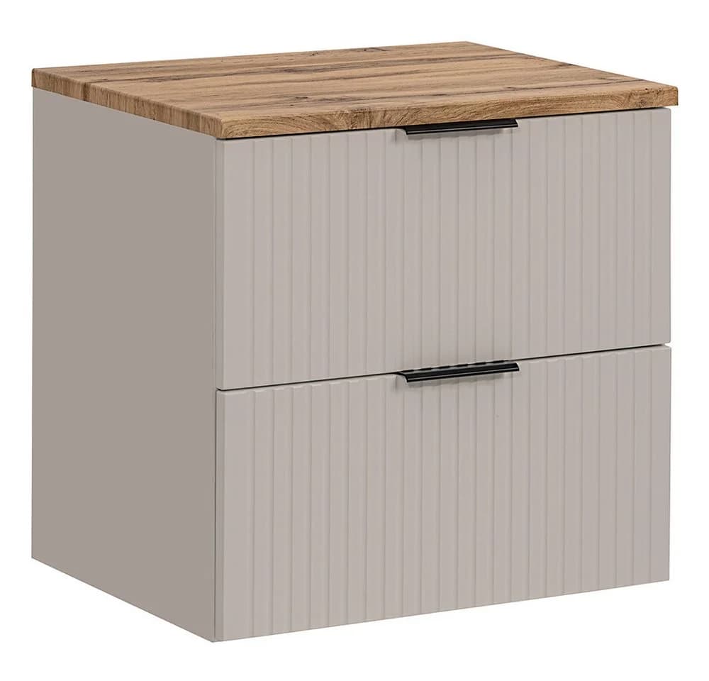 Lomadox Waschtischschrank ADELAIDE-56-CASHMERE mit gerillter Front und Softclose - Bild 2