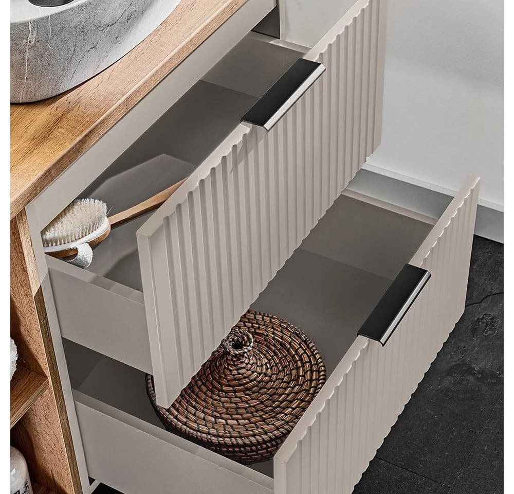 Lomadox Waschtischschrank ADELAIDE-56-CASHMERE mit gerillter Front