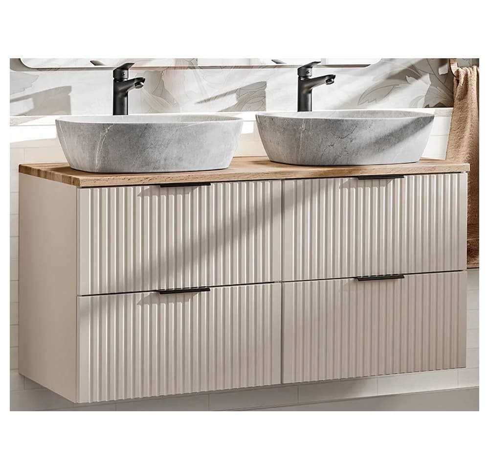 Lomadox Doppelwaschtisch ADELAIDE-56-CASHMERE 120cm mit Keramik-Waschbecken - Bild 2