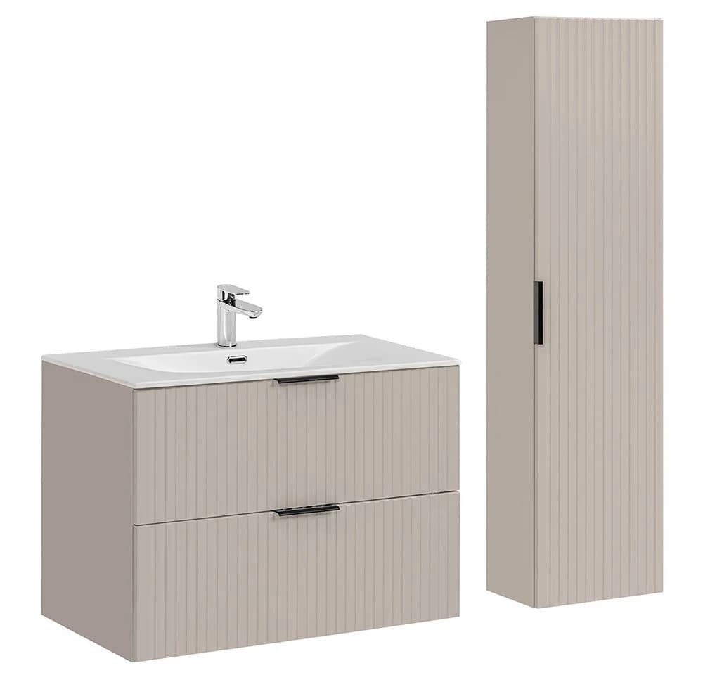 Lomadox Badmöbel-Set ADELAIDE-56-CASHMERE 80cm Waschtisch Hochschrank Keramik - Bild 2