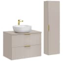 Lomadox Badmöbel-Set ADELAIDE-56-CASHMERE 80cm Waschtisch Hochschrank Keramik Bild 2