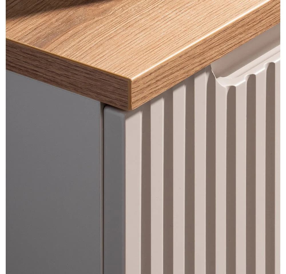 Lomadox Waschtischunterschrank NEWPORT-56-CASHMERE gerillte Front Softclose