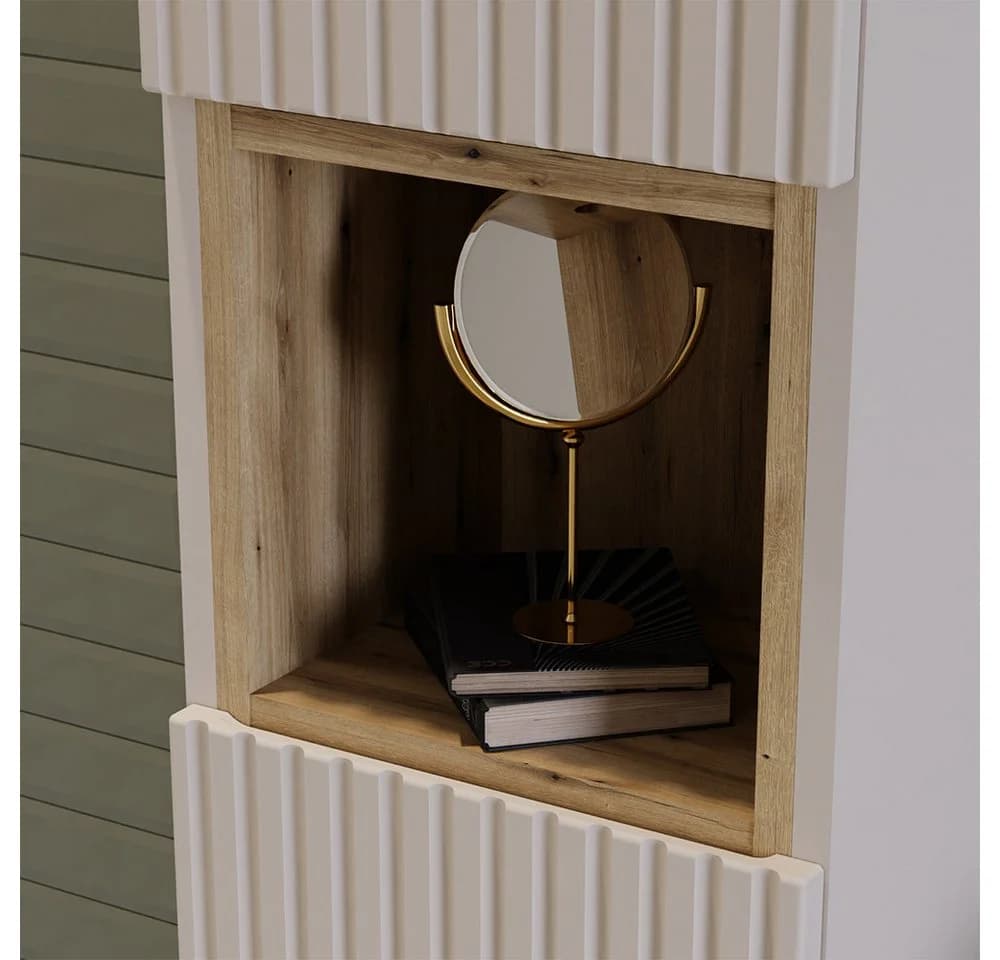 Lomadox Hochschrank NEWPORT-56-CASHMERE Badschrank mit gerillter Front
