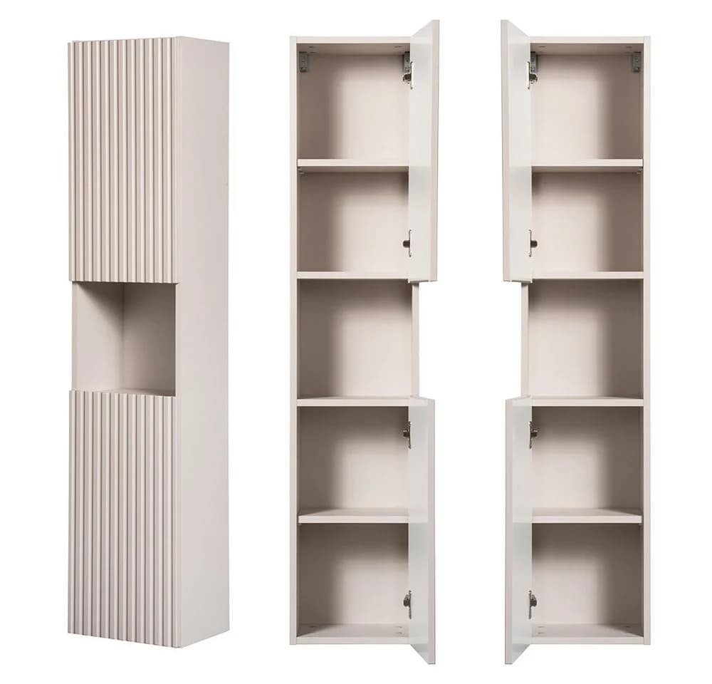 Lomadox Hochschrank NEWPORT-56-CASHMERE Badschrank mit gerillter Front - Bild 5