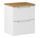 Lomadox Waschbeckenschrank NEWPORT-56-WHITE 50cm Breite Weiß Eiche Gerillte Front Bild 2