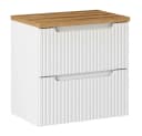 Lomadox Waschbeckenschrank NEWPORT-56-WHITE 60cm Weiß Eiche Gerillte Front Bild 2