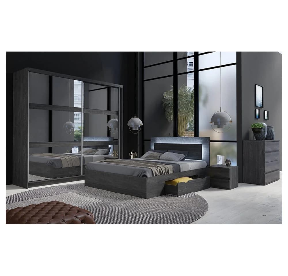 Lomadox Schlafzimmer-Set TORTONA-166 5-tlg. Esche Spiegel LED - Bild 2
