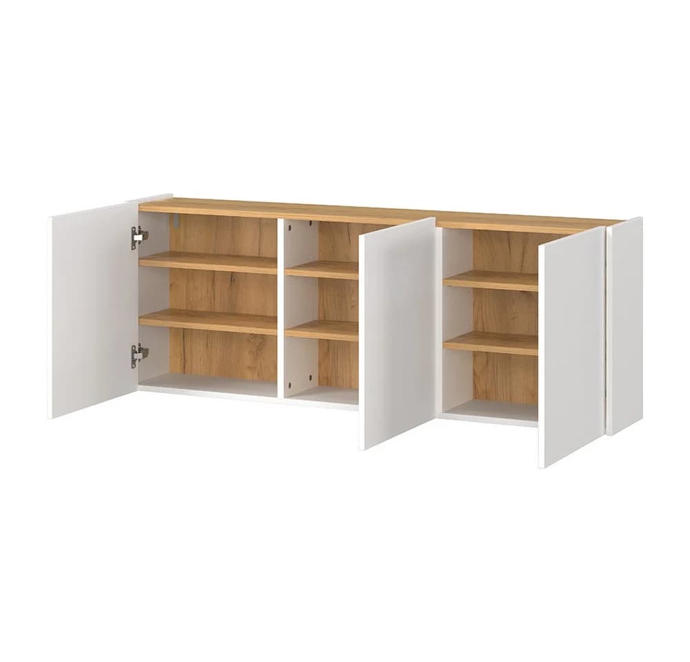 Lomadox Schuhschrank LAPUA-01 Weiß Eiche Grifflos