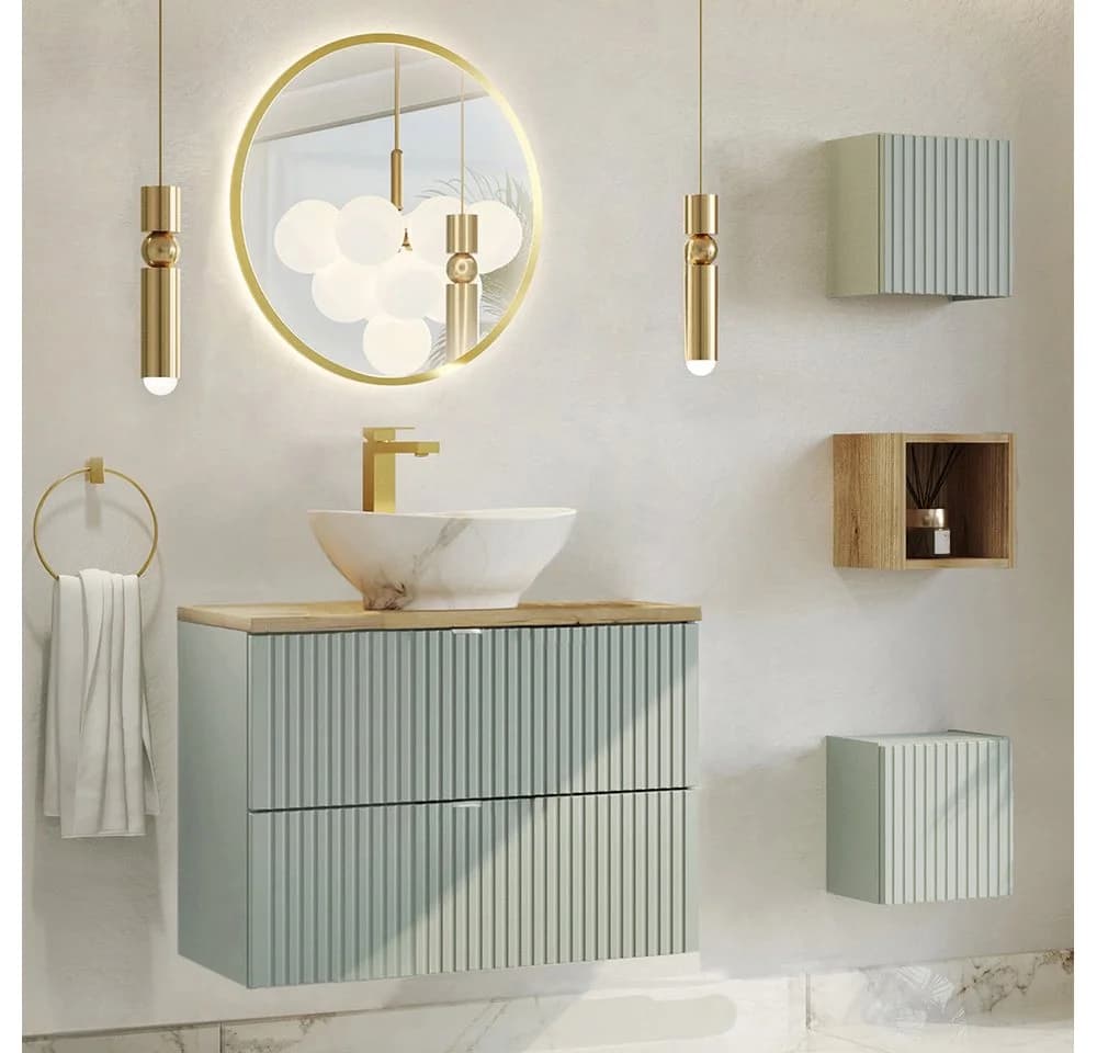 Lomadox Badmöbel-Set NEWPORT-56-GREEN, 80cm Waschtisch, 40cm tief, LED-Beleuchtung - Bild 2