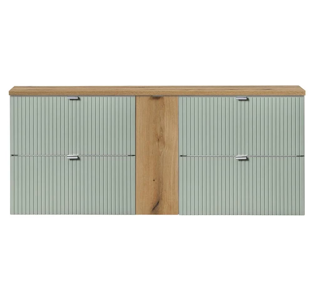 Lomadox Doppelwaschtischunterschrank NEWPORT-56-GREEN Grün Eiche - Bild 2