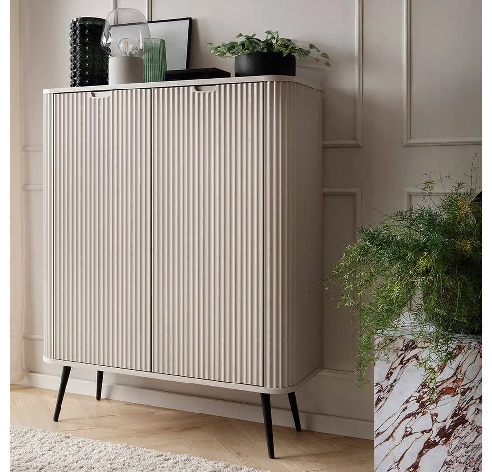 Lomadox Highboard ZARA-160 Beige Gold Rillen-Design - Bild 5