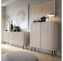 Lomadox Wohnzimmer-Set ZARA-160 Beige Schwarz Rillen-Design Bild 2