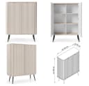 Lomadox Wohnzimmer-Set ZARA-160 Beige Schwarz Rillen-Design Bild 4