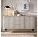 Lomadox Wohnzimmer-Set ZARA-160 Beige Schwarz Rillen-Design Bild 5