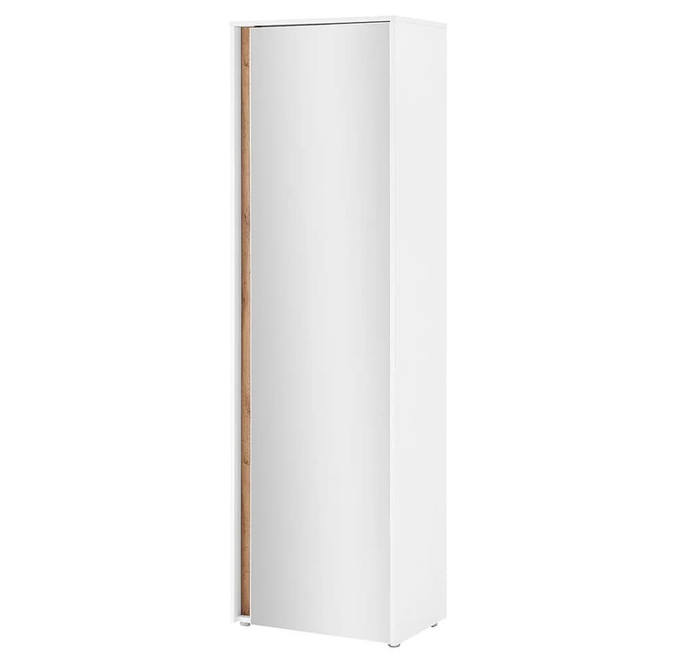 Lomadox Garderobenschrank CRISP-61 Weiß mit Wotan Eiche Nb. 1 Spiegeltür 60 cm - Bild 3