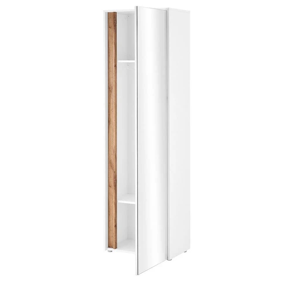 Lomadox Garderobenschrank CRISP-61 Weiß mit Wotan Eiche Nb. 1 Spiegeltür 60 cm - Bild 5