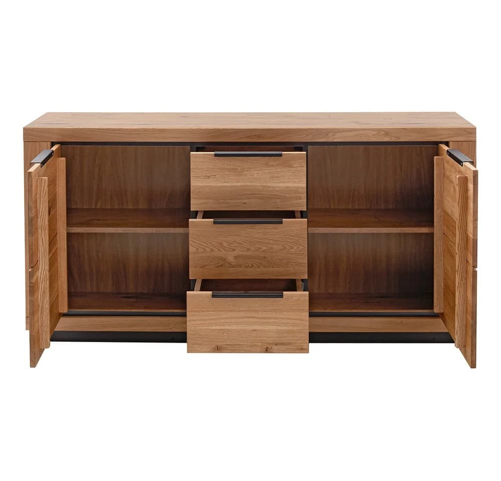Lomadox Sideboard GIUSTINO-06 Wildeiche massiv geölt mit Schubladen