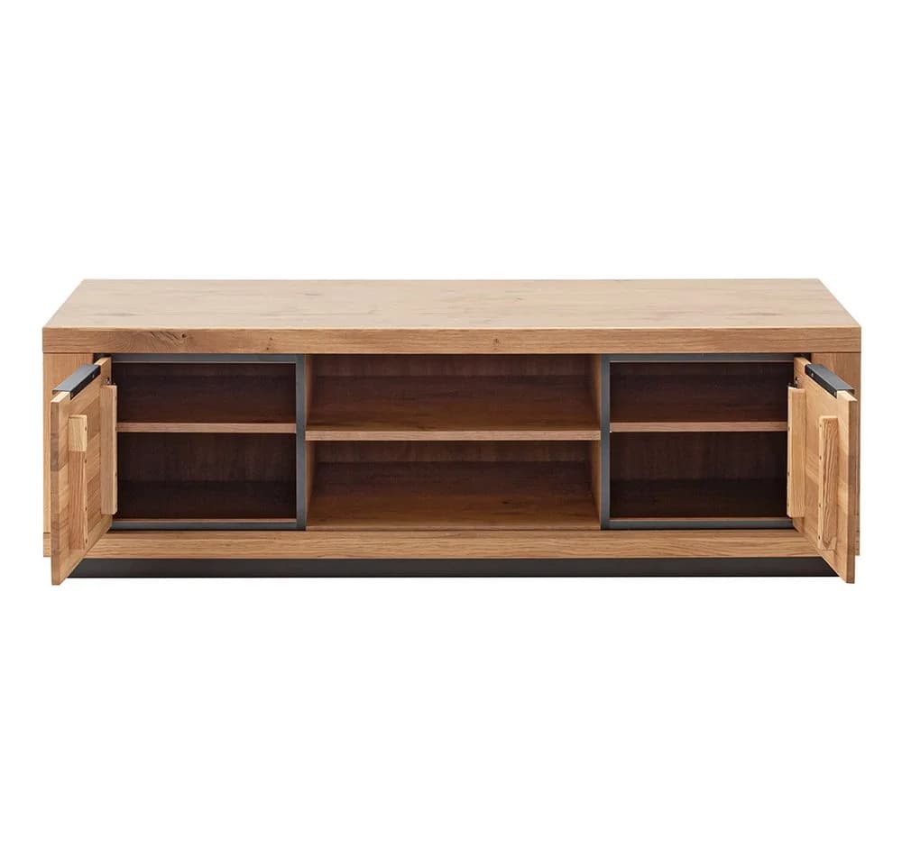 Lomadox Lowboard GIUSTINO-06 Wildeiche massiv geölt mit Metallgriffen