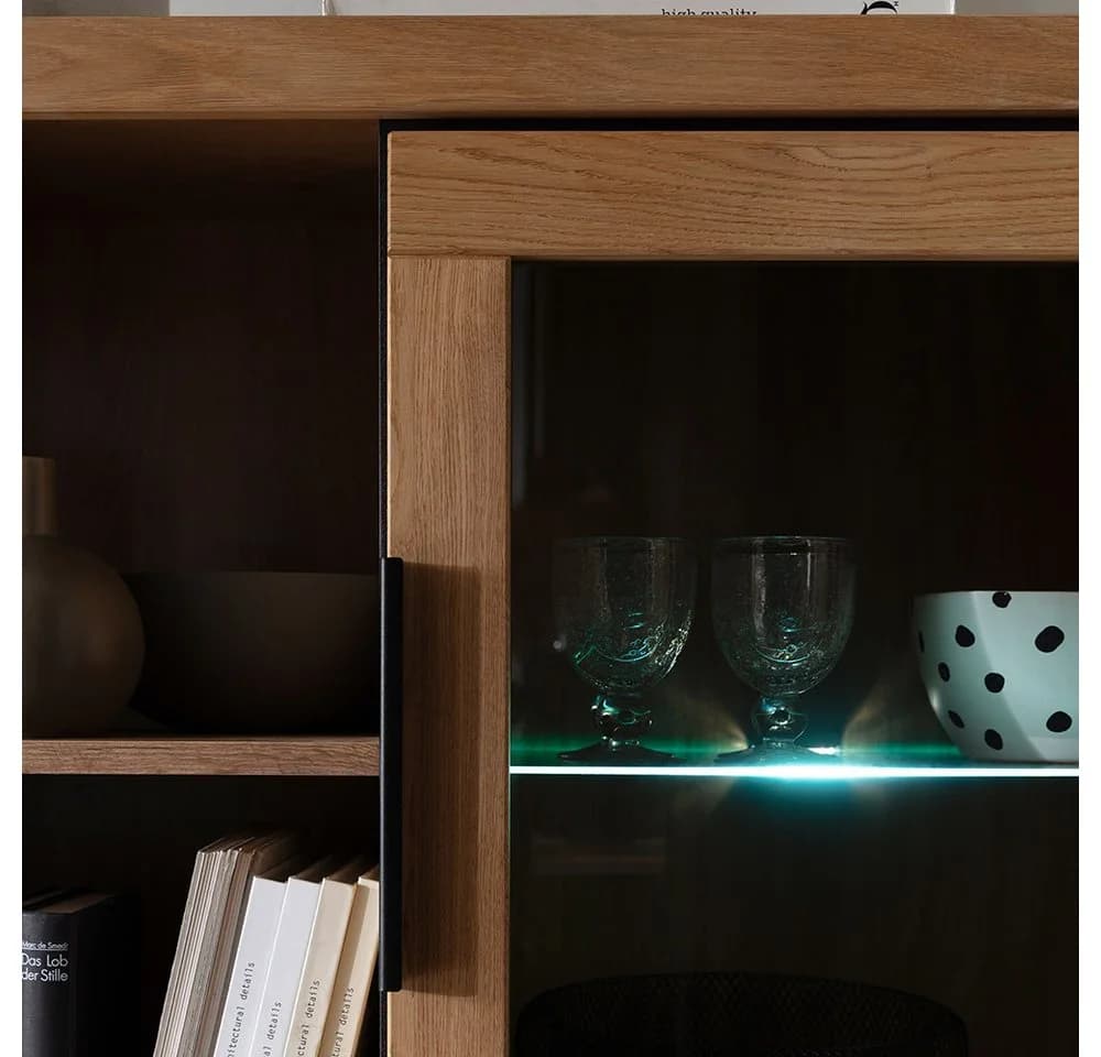 Lomadox Vitrine GIUSTINO-06 Eiche teilmassiv geölt mit LED-Beleuchtung - Bild 4