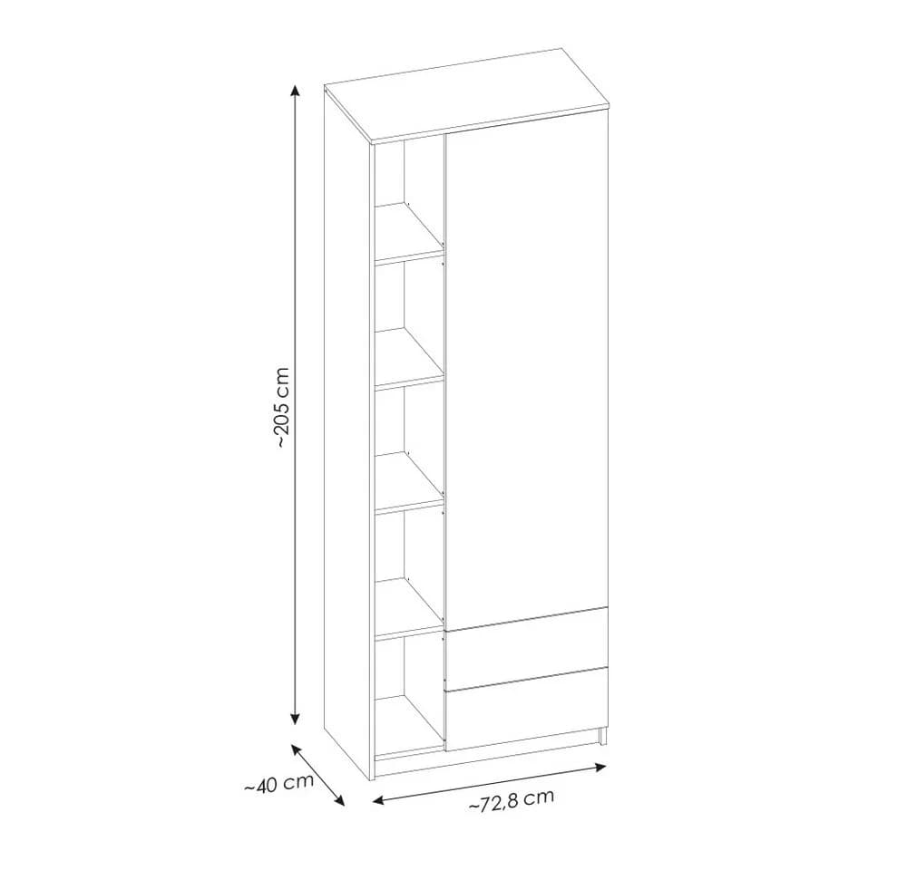 Lomadox Kleiderschrank FIER-129 Kaschmir Eiche 1 Tür 2 Schubladen - Bild 5
