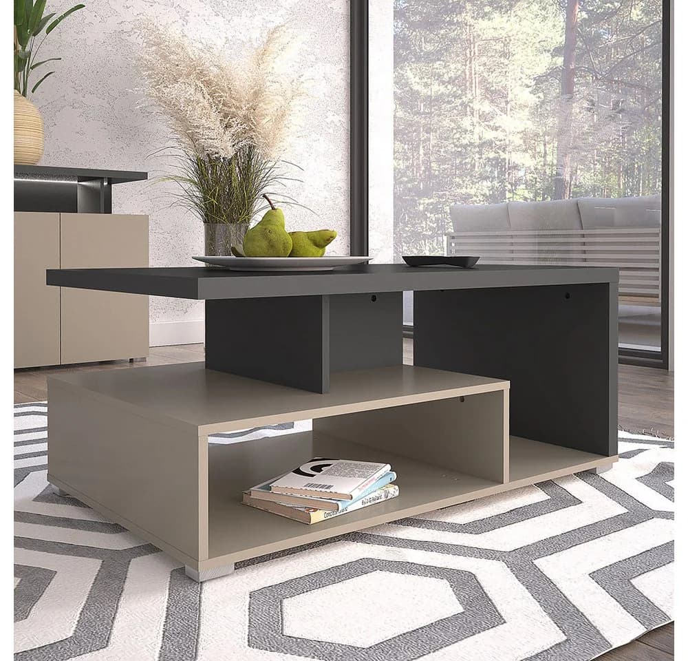 Lomadox Couchtisch SELCE-83 Anthrazit Beige 100 cm