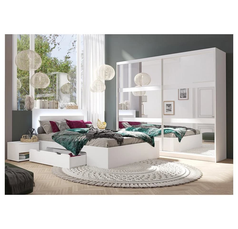 Lomadox Schlafzimmer-Set FAIDO-166, 4-tlg. Weiß mit LED-Beleuchtung - Bild 2