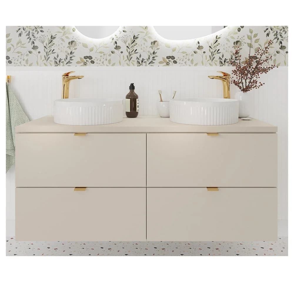 Lomadox Waschtisch DURANGO-56 Doppelwaschtisch 120 cm Keramikwaschbecken Kaschmir 4 Schubladen - Bild 4