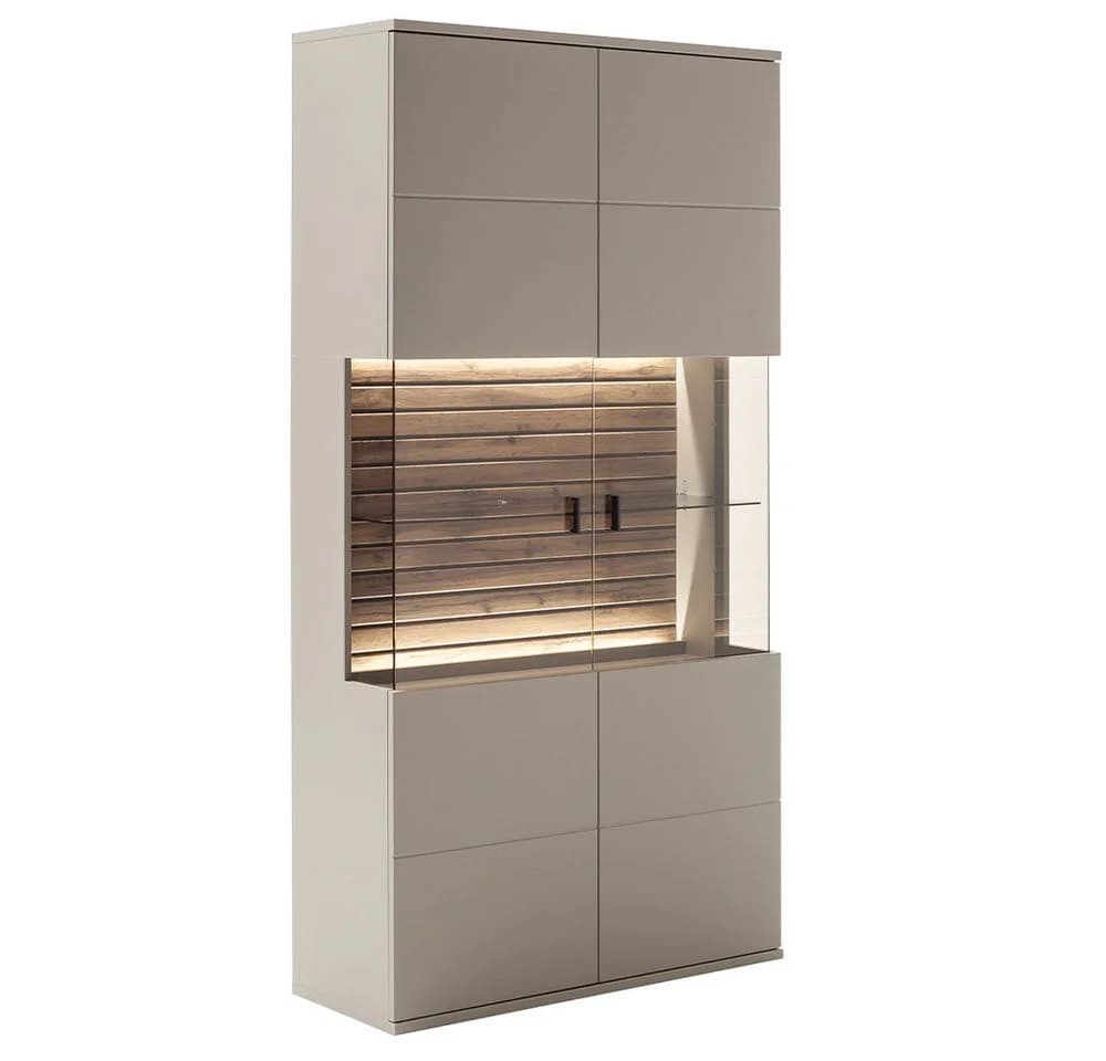Lomadox Vitrine LIEZEN-05 Grau mit Eiche, Glasfront, LED - Bild 2