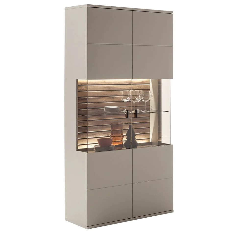 Lomadox Vitrine LIEZEN-05 Grau mit Eiche, Glasfront, LED - Bild 3