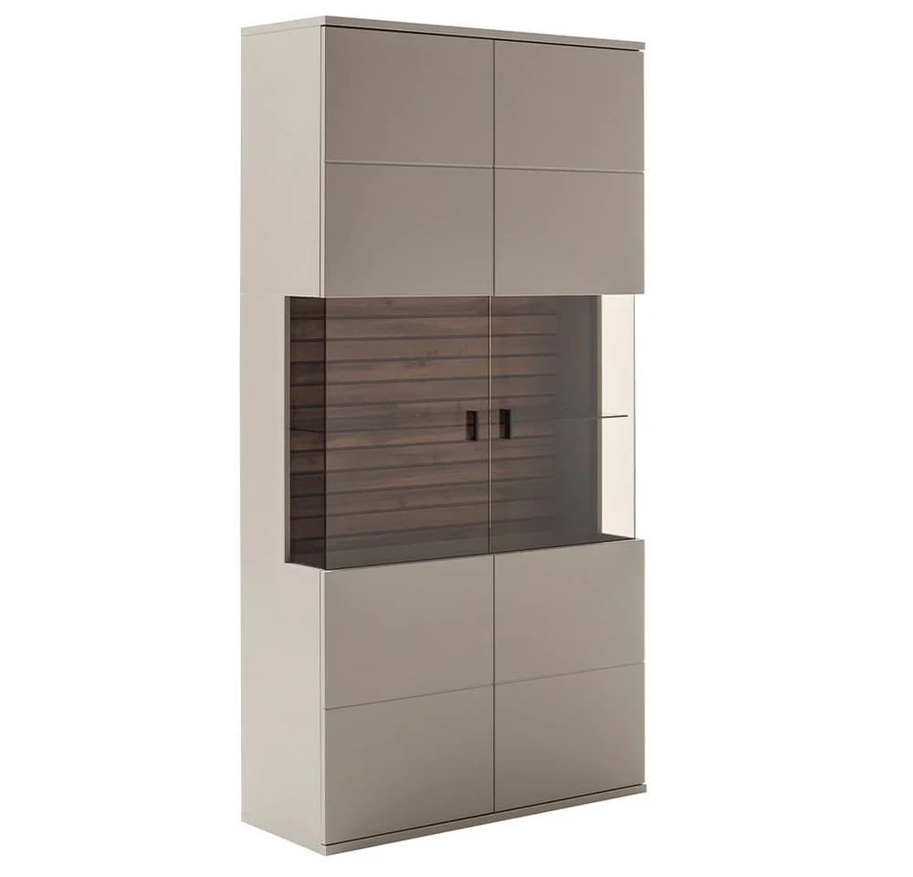 Lomadox Vitrine LIEZEN-05 Grau mit Eiche, Glasfront, LED - Bild 4