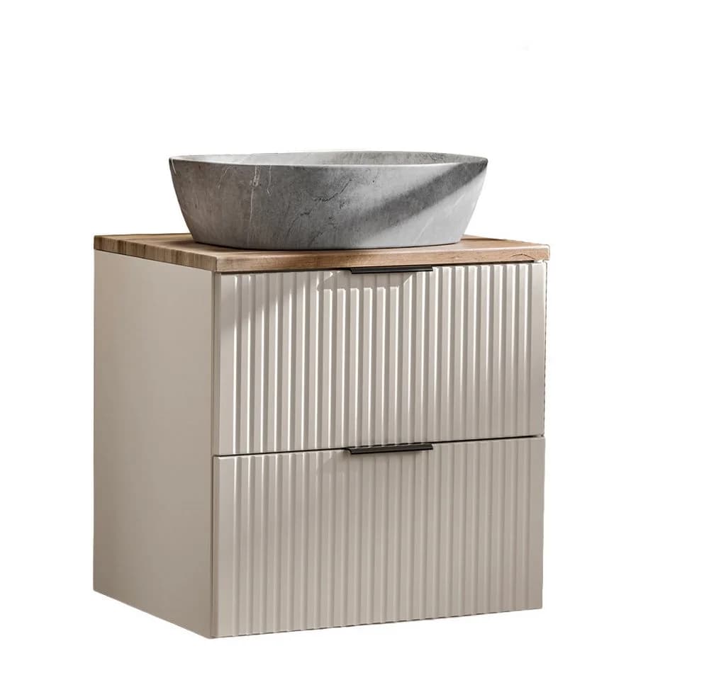 Lomadox Waschtisch ADELAIDE-56-CASHMERE mit Aufsatzwaschbecken und Rillenoptik - Bild 2