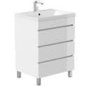 Lomadox Waschtisch FROME-02 Weiß Hochglanz 60 cm 3 Schubladen Bild 2