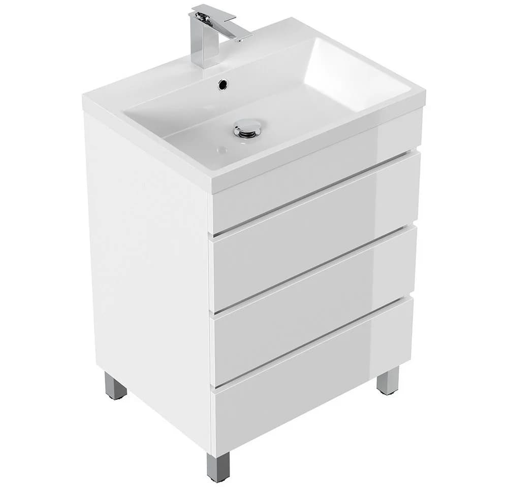 Lomadox Waschtisch FROME-02 Weiß Hochglanz 60 cm 3 Schubladen - Bild 3
