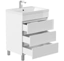 Lomadox Waschtisch FROME-02 Weiß Hochglanz 60 cm 3 Schubladen Bild 5