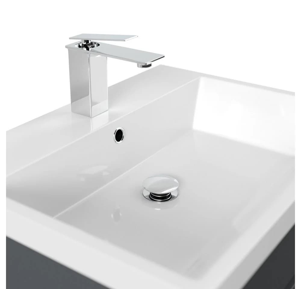 Lomadox Waschtisch FROME-02 Grau Grafit Matt 60 cm mit Mineralguss-Waschbecken