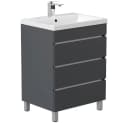 Lomadox Waschtisch FROME-02 Grau Grafit Matt 60 cm mit Mineralguss-Waschbecken Bild 2