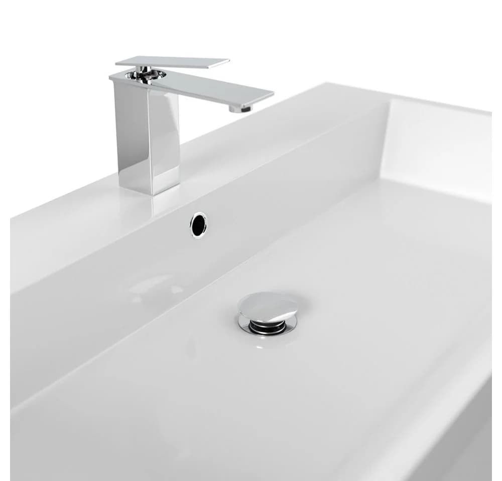 Lomadox Waschtisch FROME-02 90 cm Weiß Hochglanz mit 3 Schubladen