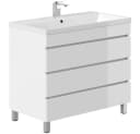 Lomadox Waschtisch FROME-02 90 cm Weiß Hochglanz mit 3 Schubladen Bild 2